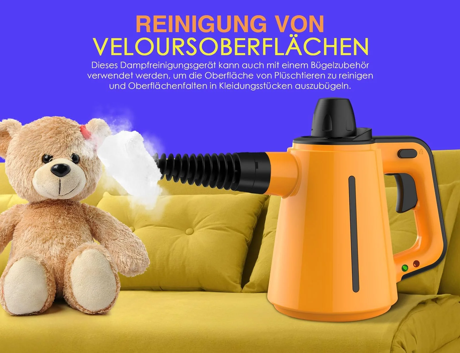 Пароочисник 1050 W, 380 мл з 10 насадками, фото №7