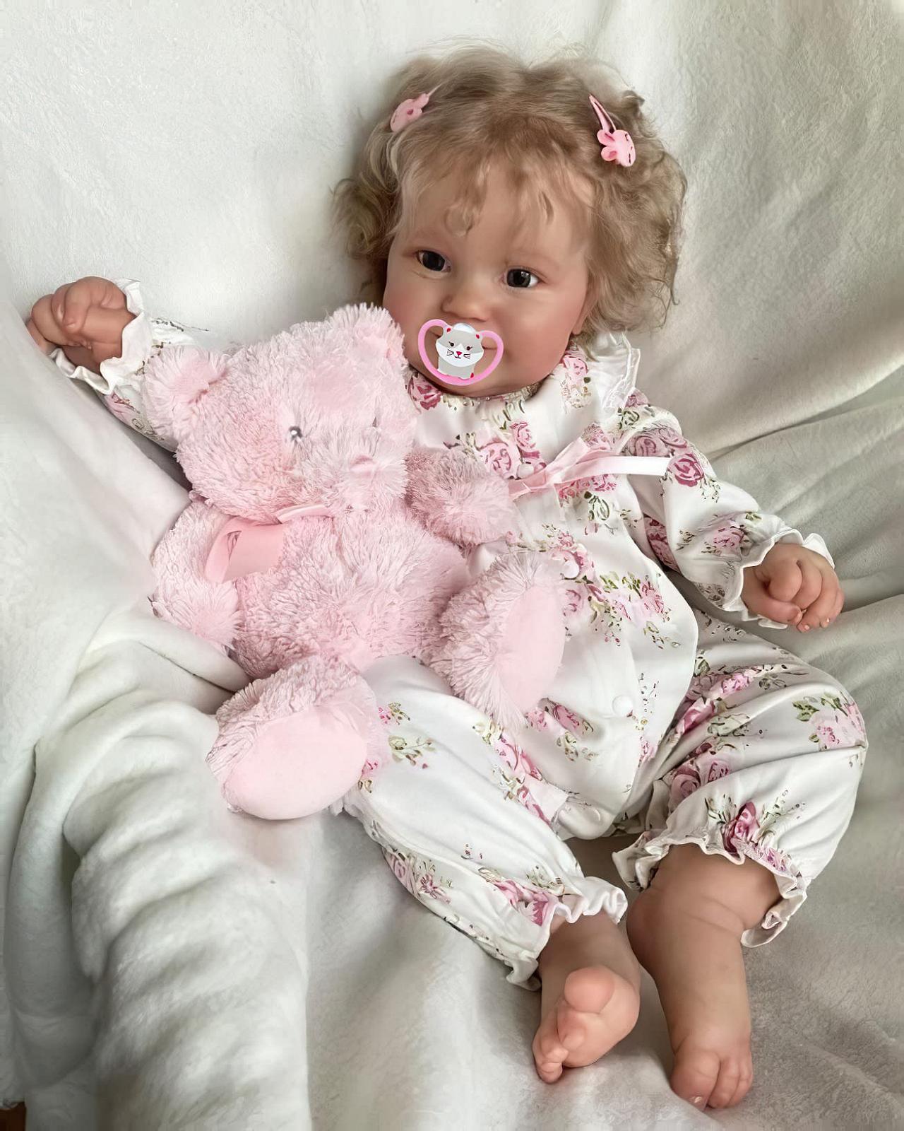 Кукла MineeQu 50 cm Cute Vibrant Smiling Premie Baby Size Look Real Soft Reborn Dolls с вкорененными блондинистыми волосами Реалистичная детская кукла, фото №3