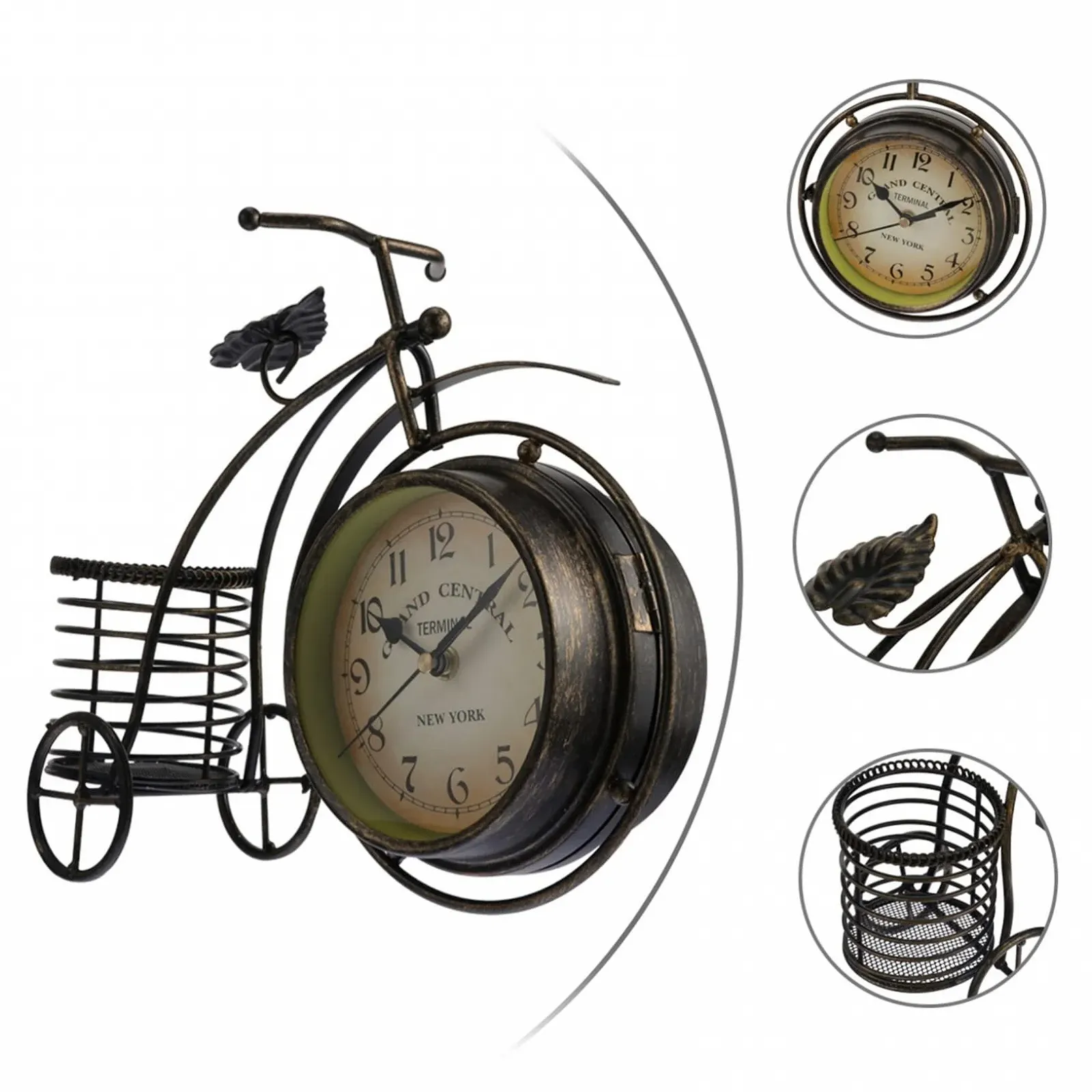 Годинник настільний PartyKindom Металевий для дому, вітальні, їдальні, спальні, офісу, безшумний механізм, що не цокає, фото №9