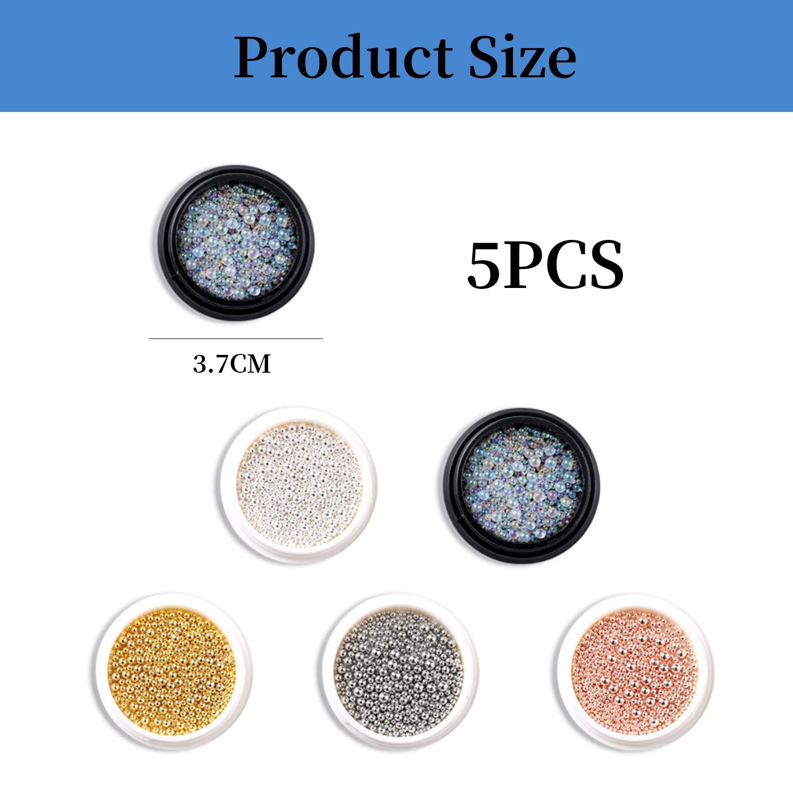 Ікра для нігтів, 5 коробок, мікс кольорів, кришталеві стрази, фото №2