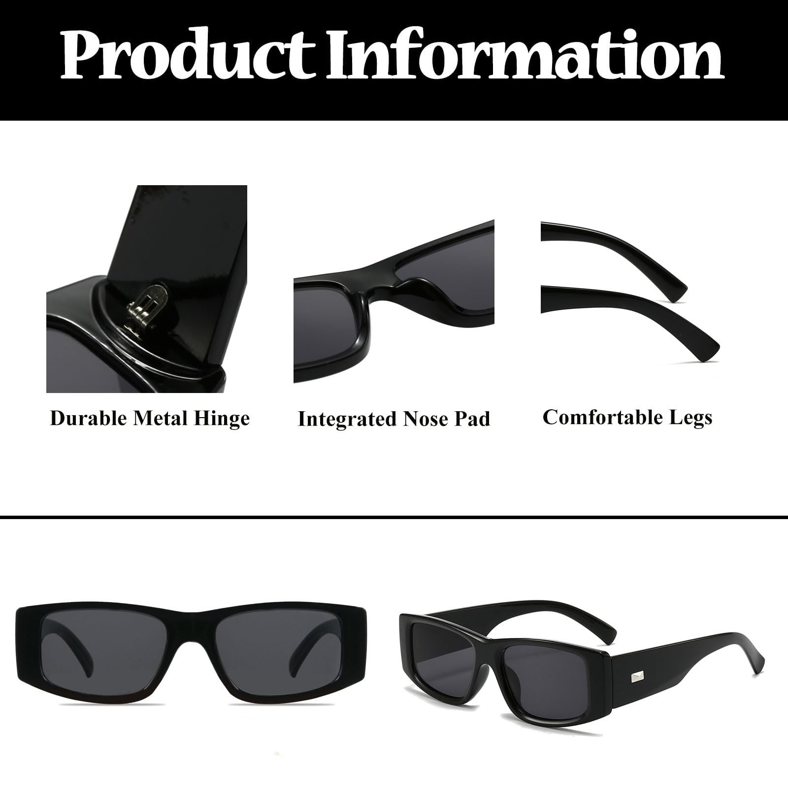 Винтажные прямоугольные очки y2k для мужчин и женщин LJCZKA, классические модные, фото №5