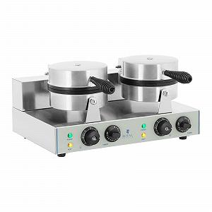Вафельниця Belgian Royal Catering RCWM-2600-R Подвійна Кругла 2 x 1,300 Вт, таймер 15 хв, тефлон та алюміній, нержавіюча сталь Сріблястий synthetic.ua - Фото 1