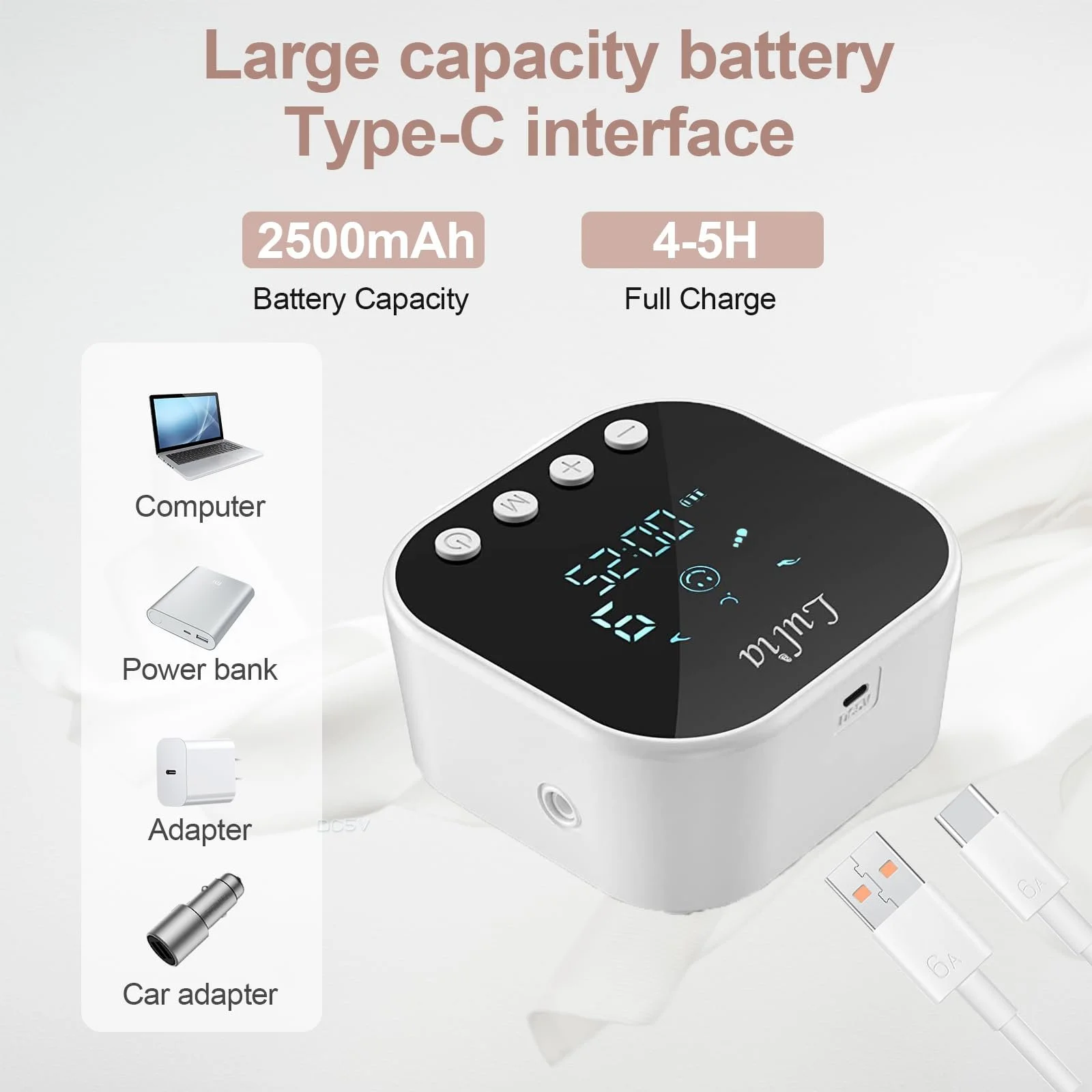 Молоковідсмоктувач електричний Lulia, 4 режими, 9 рівнів, захист від зворотного потоку, ультра тихий, батарея 2500 mAh, LED-дисплей, без BPA, фото №6 Молоковідсмоктувач електричний Lulia, 4 режими, 9 рівнів, захист від зворотного потоку, ультра тихий, батарея 2500 mAh, LED-дисплей, без BPA, фото №6