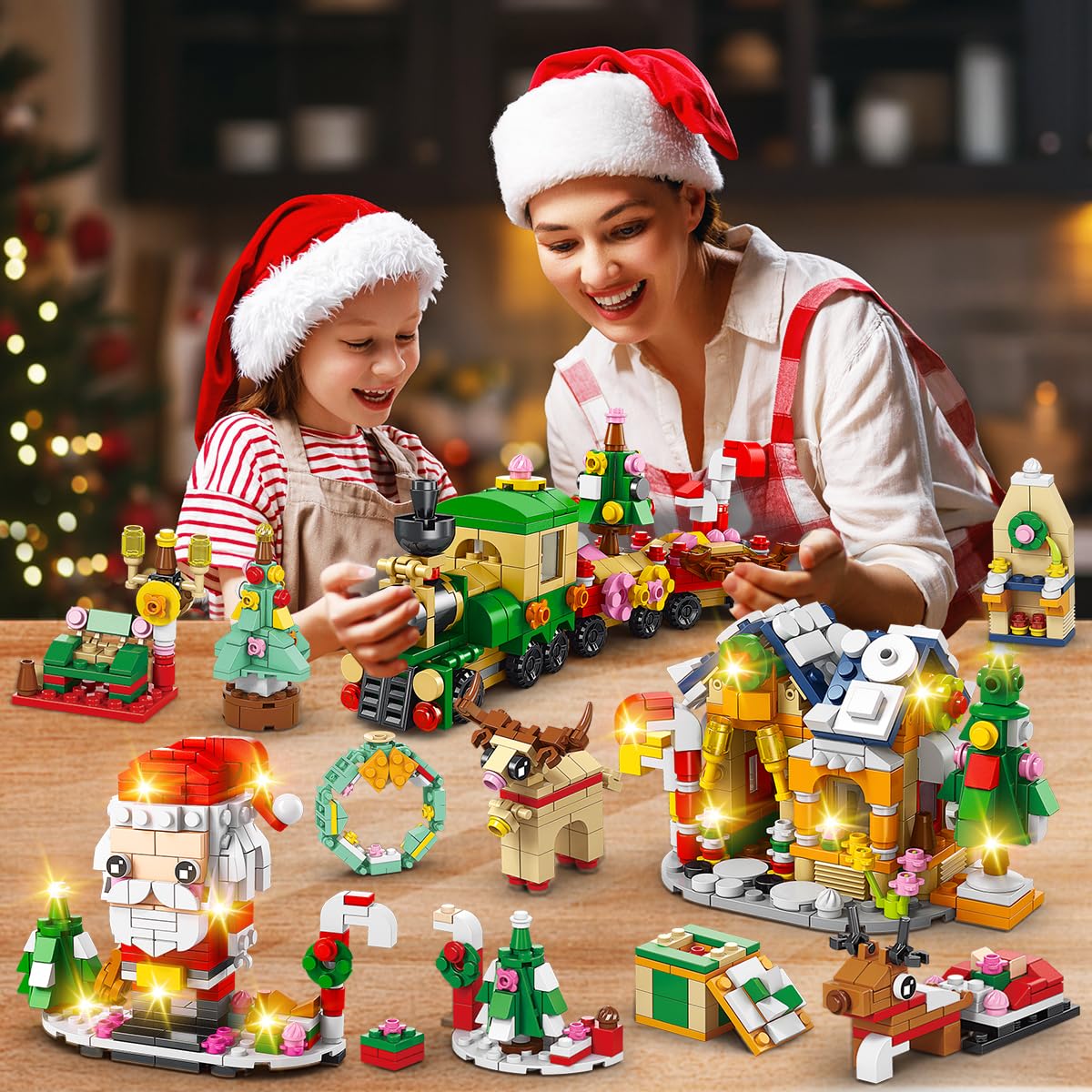 Конструктор CUBIMANA 24 Pack Christmas Building Kits з LED світлом 1122-Piece, фото №7