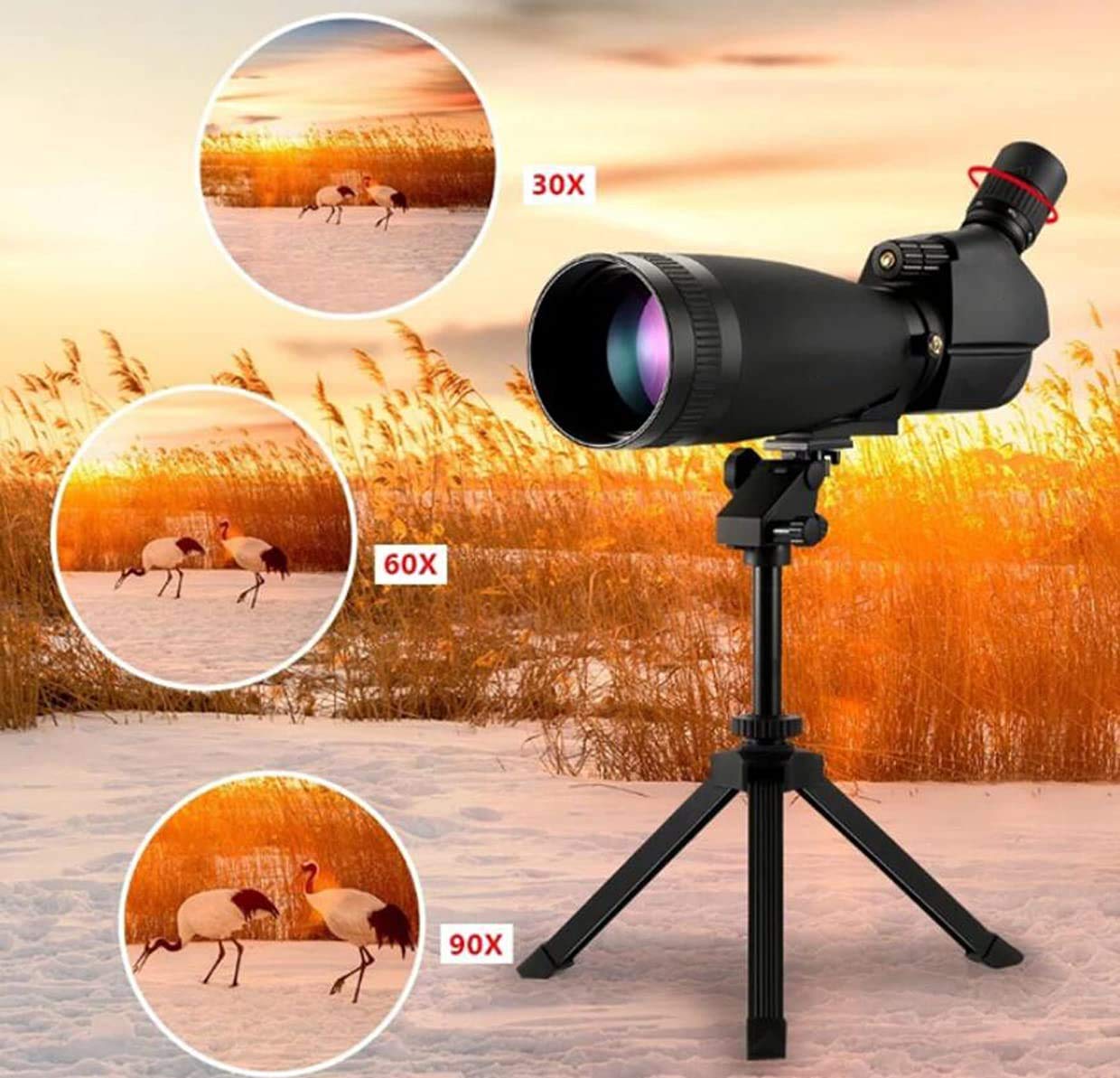 Телескоп монокулярний Spacmirrors Telephoto Zoom 30-90x100 Bak4 Prism Водонепроникний з триногою, фото №3