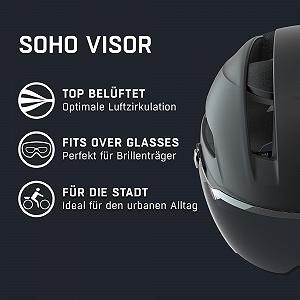 Шолом Велосипедний Alpina Soho Visor, легкий, регульований, з інтегрованим візором, чорний synthetic.ua - Фото 1