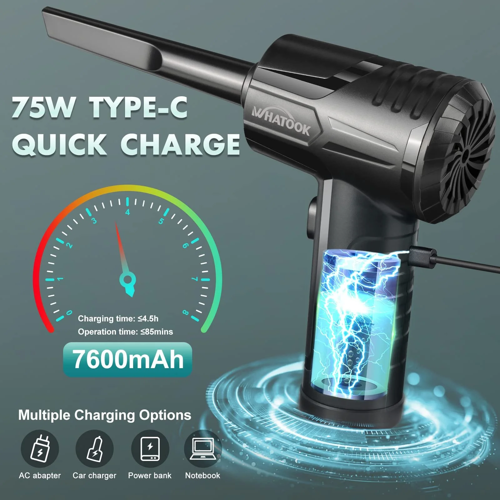Электрический очиститель воздуха 3-скоростной 100,000 RPM 7600 mAh Набор, фото №2 Электрический очиститель воздуха 3-скоростной 100,000 RPM 7600 mAh Набор, фото №2