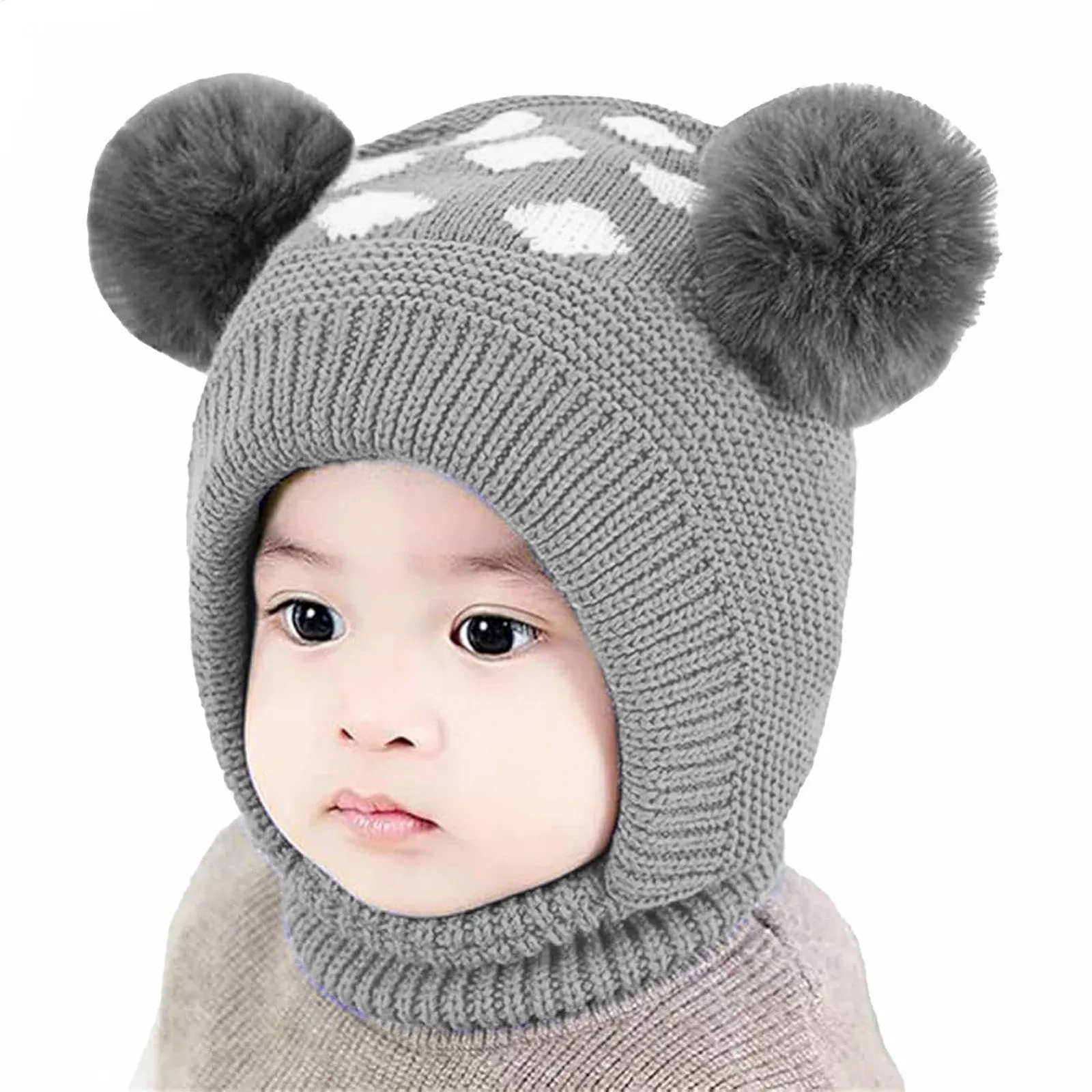 Вязаная шапка с ушками для детей, фото №1