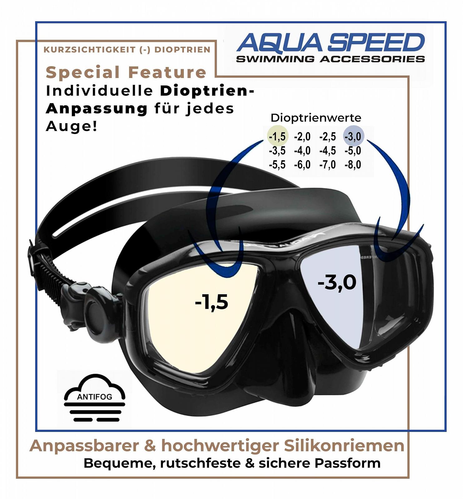 Маска для дайвінгу Aqua Speed Vision з діоптріями та звичайними лінзами, фото №2
