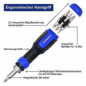 Викрутка з тріскачкою SHARDEN 13-в-1 Torx Slotted Phillips Hexagonal Pozidriv 1/4 дюйма Nut Wrench synthetic.ua - Фото 1