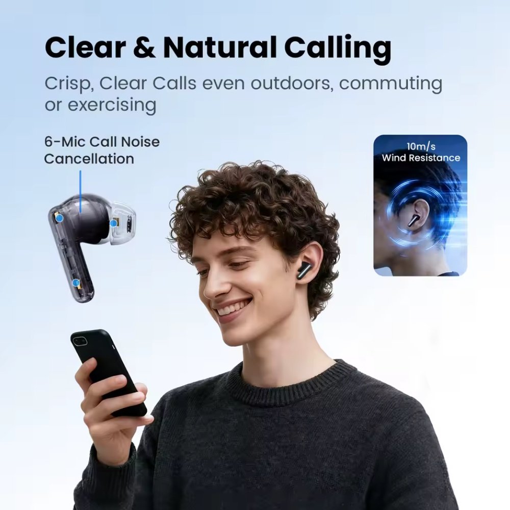 Навушники HAYLOU Flowbuds N55 Black LDAC Hi-Res Audio 54dB ANC IPX5, фото №2