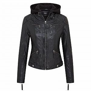 Кожаная мотоциклетная куртка с капюшоном Infinity Leather Classic женская - Фото 1