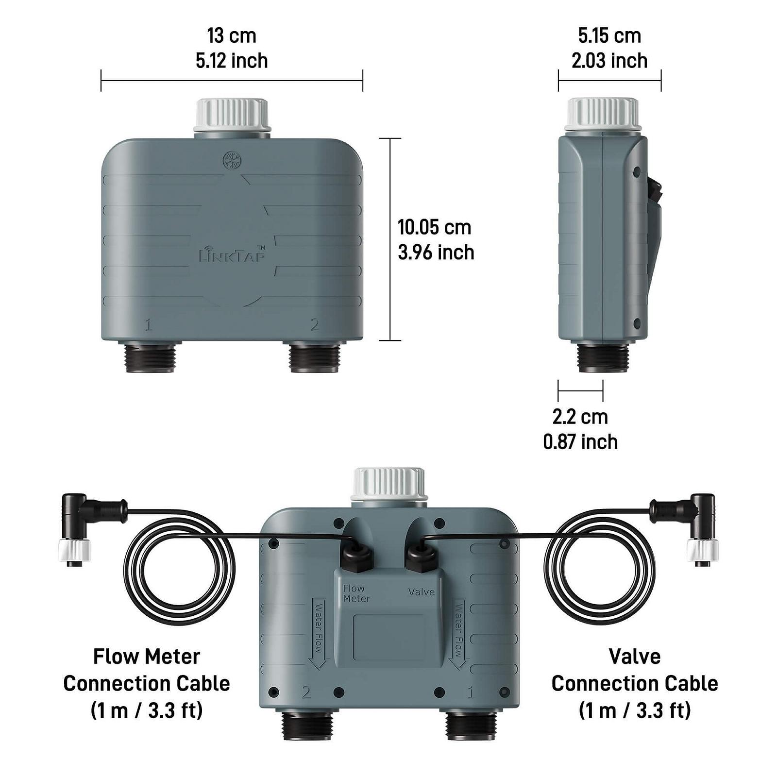 Контроллер, таймер полива LinkTap T1 2-Zone IP66 Integrated Flow Meter Weather Adjustment, фото №3