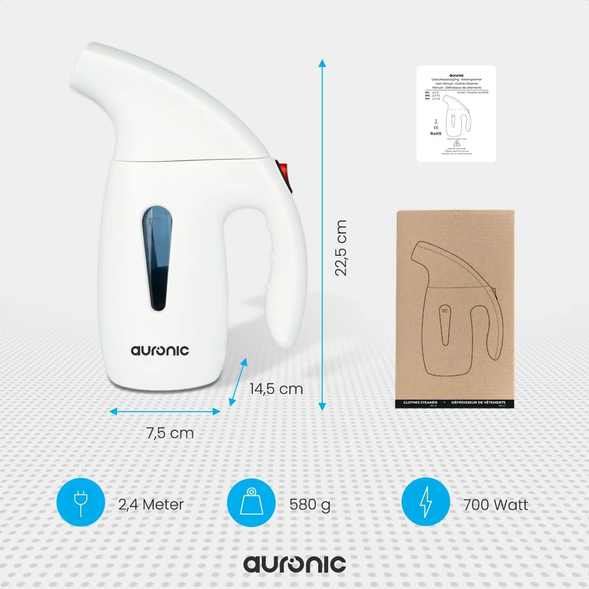 Отпариватель-щетка Auronic 180 мл White, фото №9