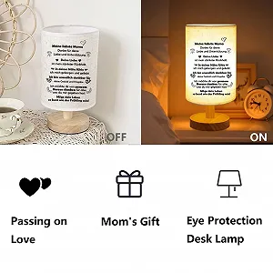 Настільна лампа Bedside Lamp with Saying Oak Base E27 60W Cotton Shade synthetic.ua - Фото 1