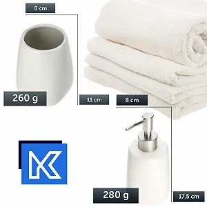 Набор аксессуаров для ванной комнаты KADAX 2 шт. Стакан и Диспенсер белый цена на synthetic.ua - Фото 1 Набор аксессуаров для ванной комнаты KADAX 2 шт. Стакан и Диспенсер белый synthetic.ua - Фото 1