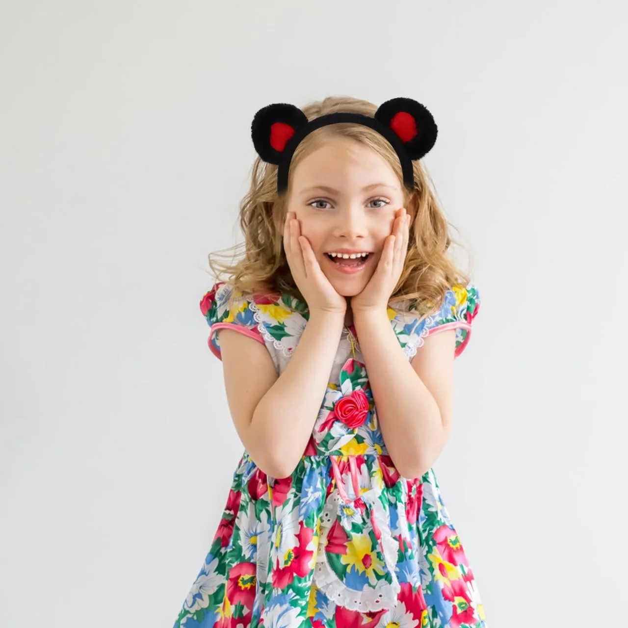 Обруч на голову Ведмежі Вушка Чорний Червоний, фото №5