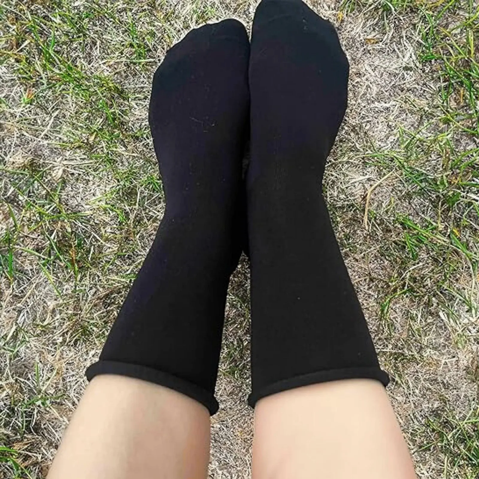 Женские носки Из органического хлопка, 3 пары, С отворотом, Мягкие, Дышащие, Повседневные и формальные носки до икр, 3 x Черный, 35-40, фото №6