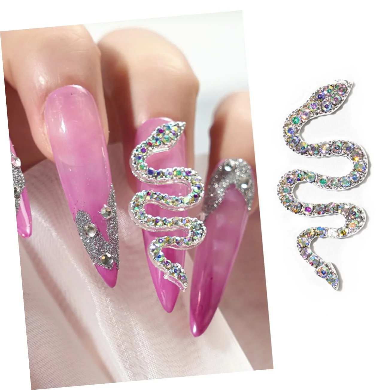 Украшение для ногтей в виде змеи Housoutil, сплав, 7 шт., кристаллы, 3D, классические стразы, фото №2 Украшение для ногтей в виде змеи Housoutil, сплав, 7 шт., кристаллы, 3D, классические стразы, фото №2