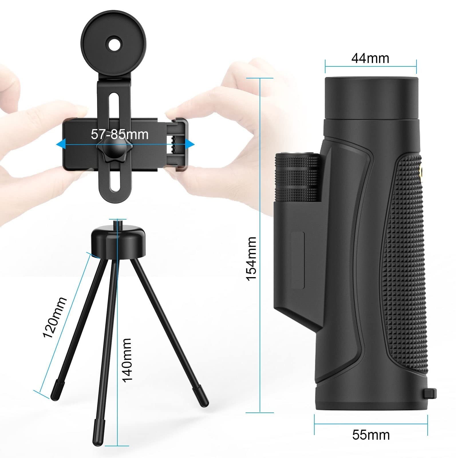 Монокль 10x42 з тримачем для смартфона та штативом для дорослих та дітей водонепроникний HD-BAK4 призма, фото №3 Монокль 10x42 з тримачем для смартфона та штативом для дорослих та дітей водонепроникний HD-BAK4 призма, фото №3