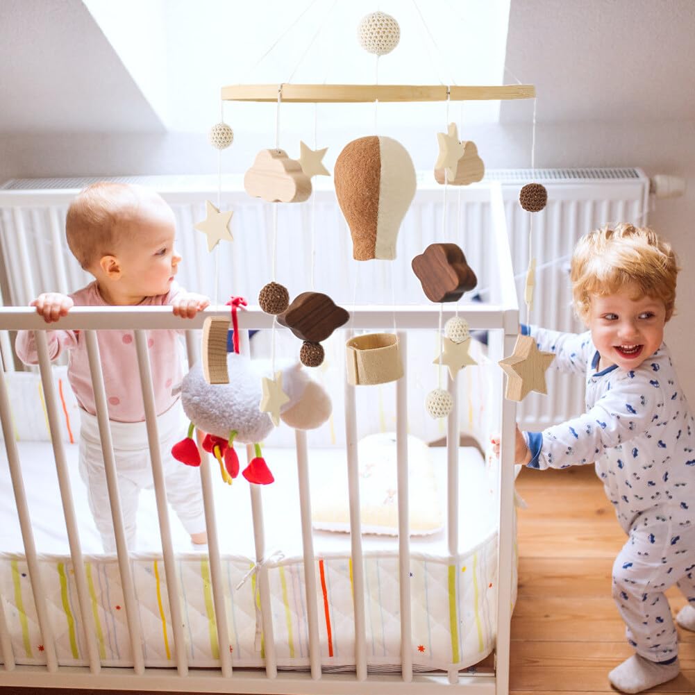 Мобиль Baby Детская кроватка Колокольчик Деревянный Воздушный шар Подвесной декор Для детей Дерево Подвеска Ветровой звон Подарок для девочек и мальчиков, фото №6