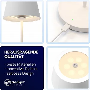 Настільна лампа charlique Dinner Light LED 24 см Акумуляторна USB IP54 Біла synthetic.ua - Фото 1