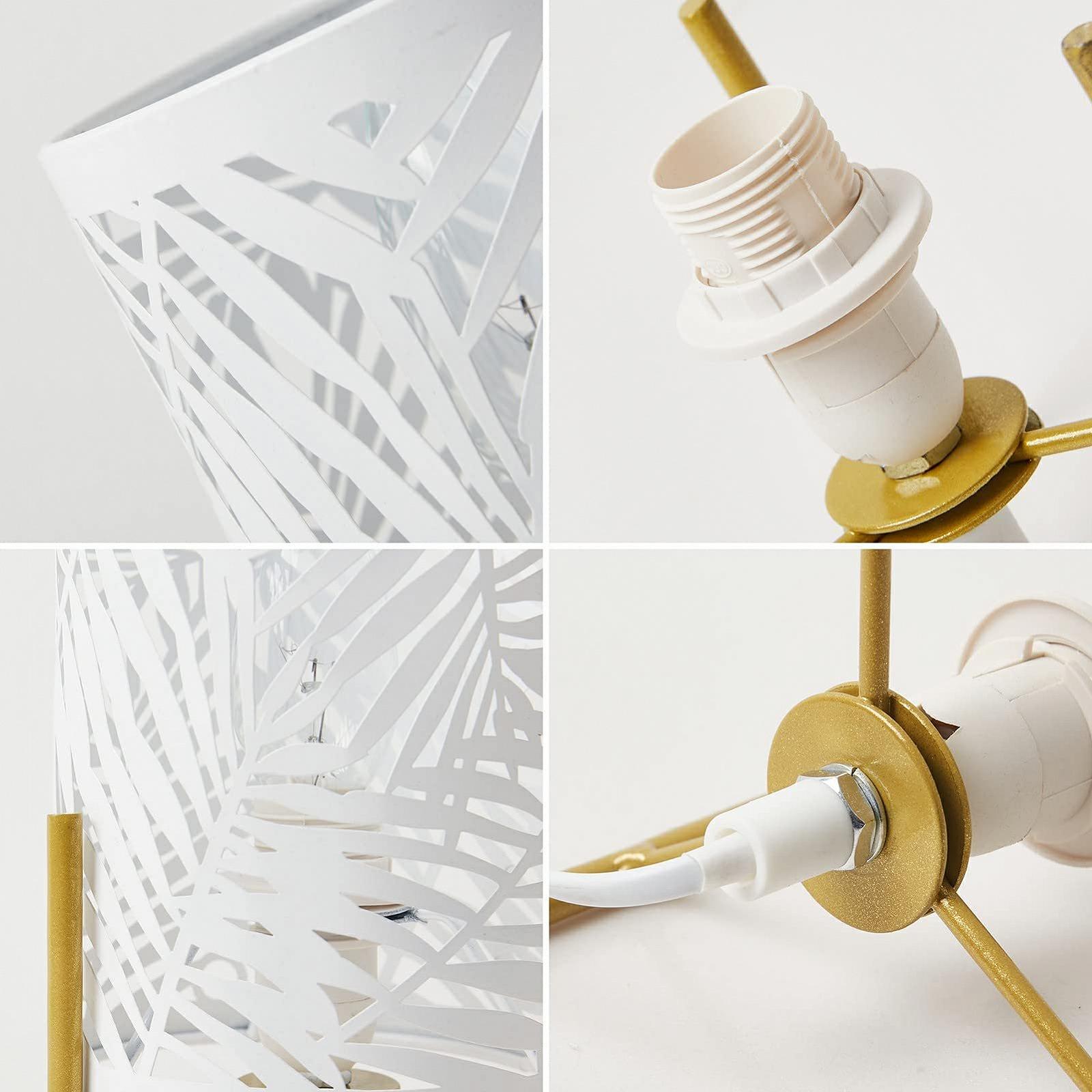 Декоративна настільна лампа OuXean Golden Tripod White Metal Lampshade E14 40 Вт, фото №6