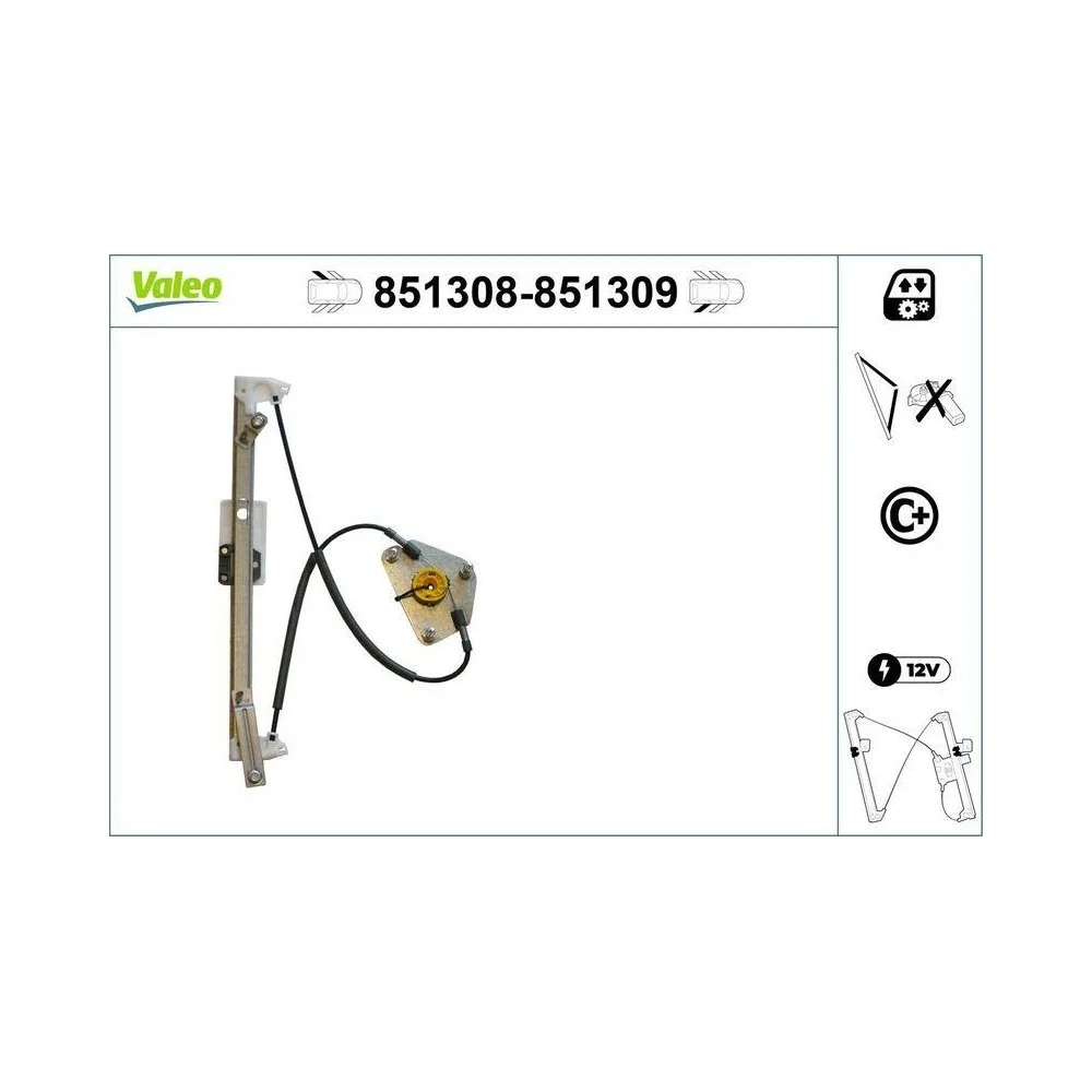 Склопідйомник VALEO 851308 для VW, задній лівий, фото №1