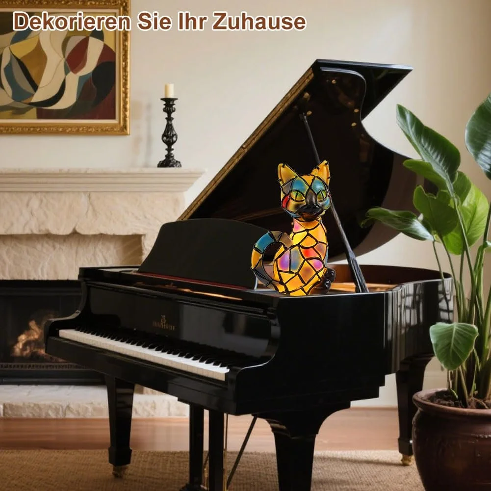 Настільна лампа Aohcae Mosaic Cat LED Tiffany полірезин USB 3D дизайн [Energy Class A], фото №5