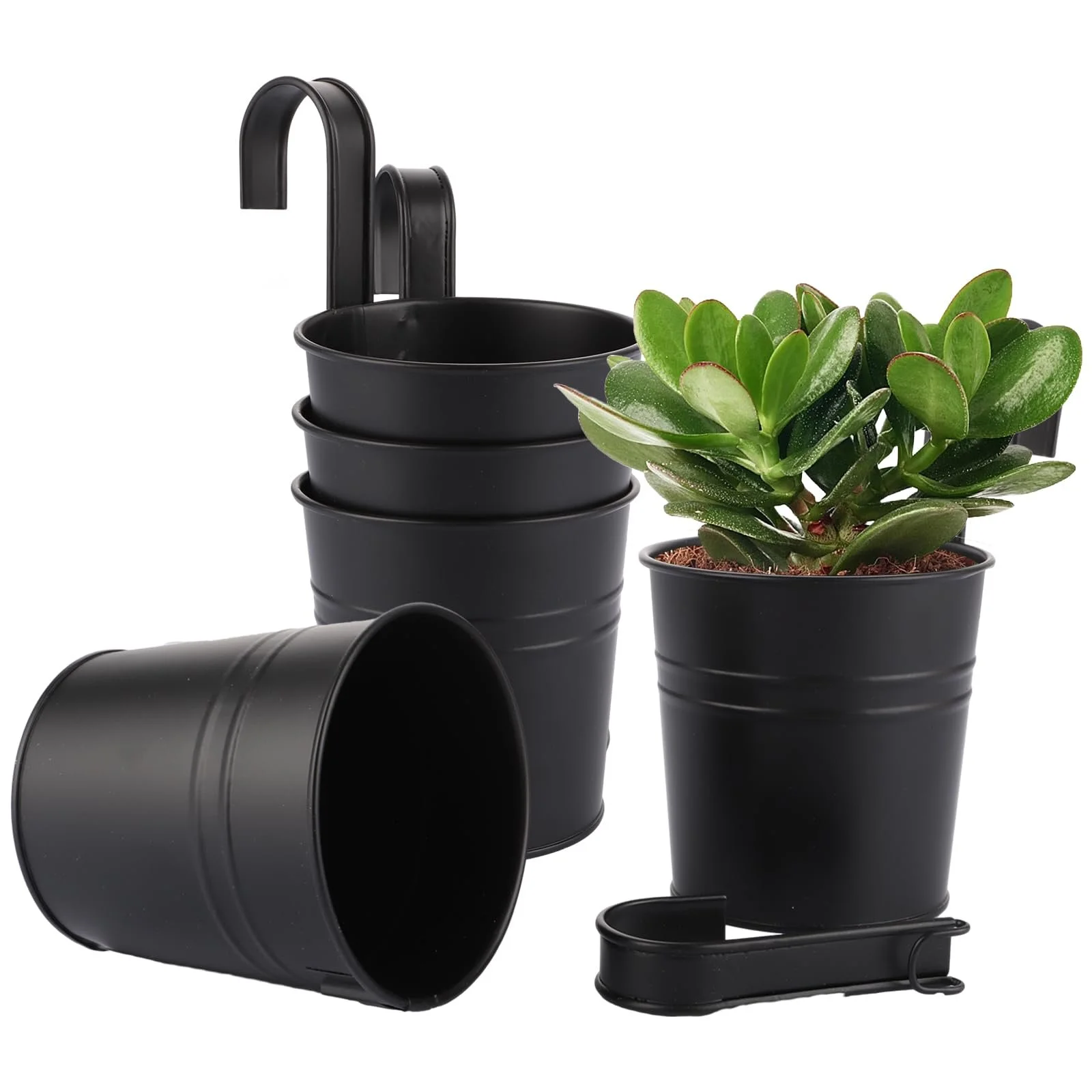 Набір підвісних квіткових горщиків SHUESS 10 шт. металеві з гачками та дренажним отвором Чорний, фото №7 Набір підвісних квіткових горщиків SHUESS 10 шт. металеві з гачками та дренажним отвором Чорний, фото №7