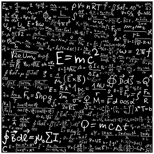 Скляна картина Wallario Mathematical Formula Relativity 55 x 55 см ефект левітації - Фото 1