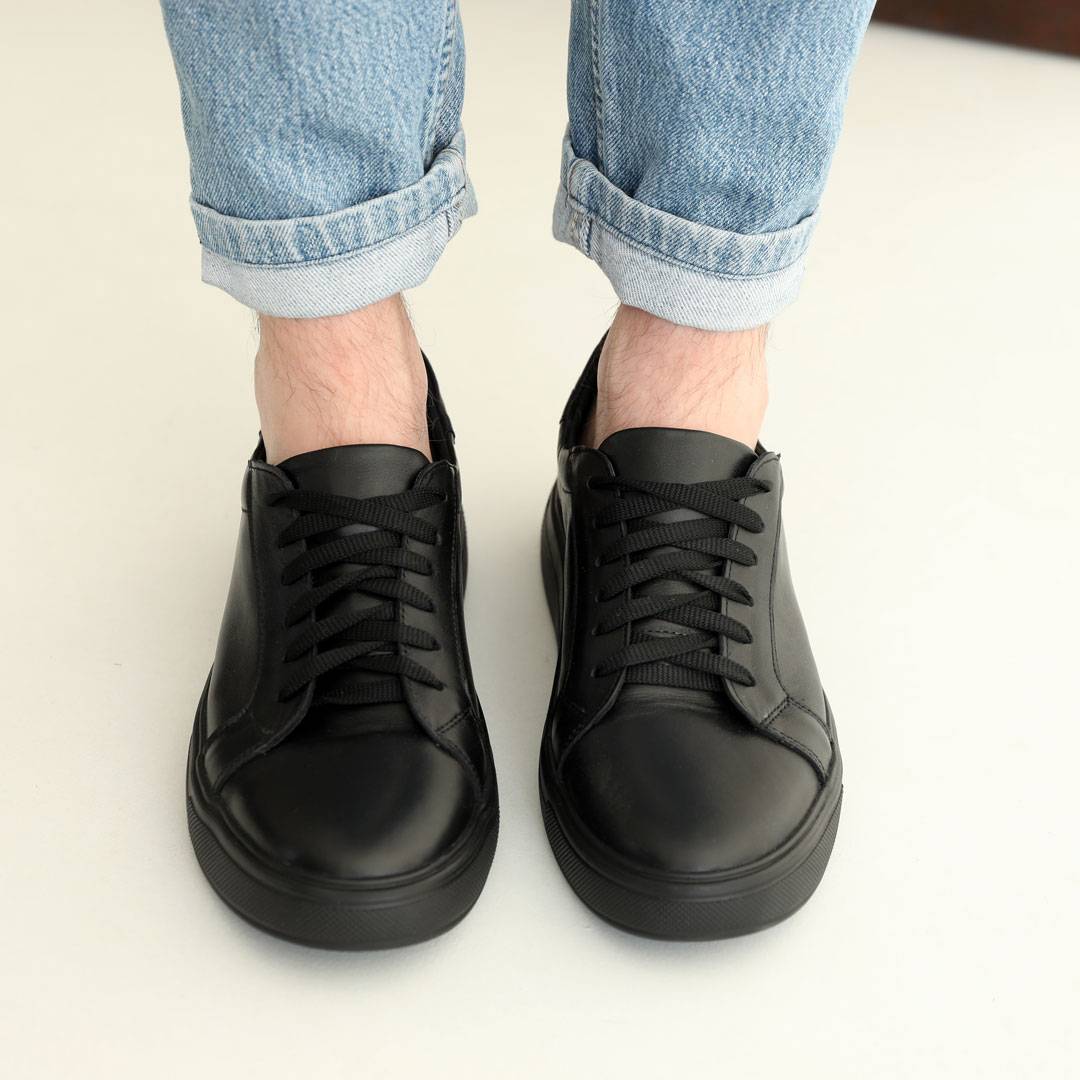 Кеди чоловічі шкіряні 584913 Чорні 42 43 44, фото №3