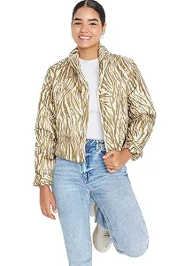 Женская зимняя куртка Trendyol, с воротником и анималистическим принтом - Фото 1