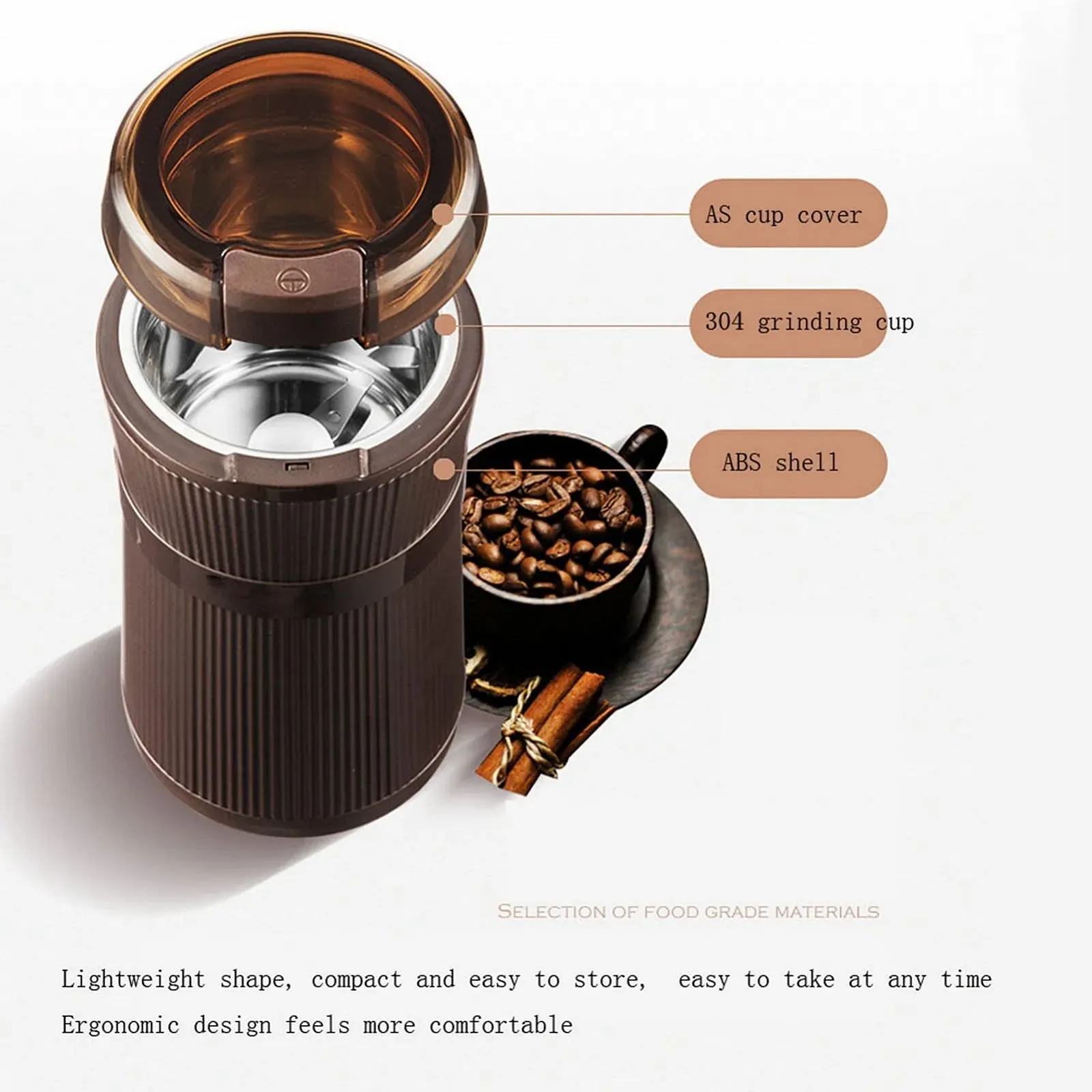 Електрична кавомолка Зерновий млин Спеції Трави Зернові Перець Кавові зерна Побутовий подрібнювач 200 мл, фото №6