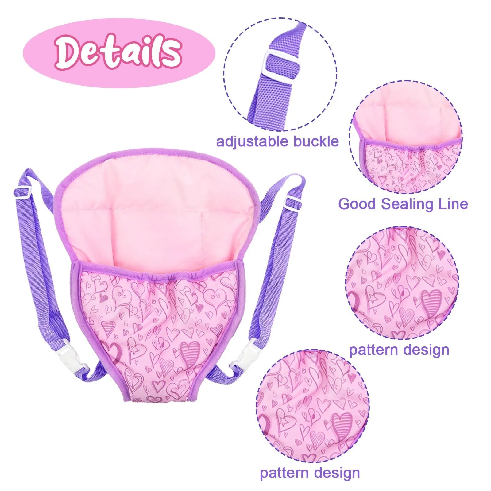 Рюкзак AYNKH Doll для ляльок з кріпленнями на плечах для ляльок 14-18 дюймів Фіолетовий, фото №3 Рюкзак AYNKH Doll для ляльок з кріпленнями на плечах для ляльок 14-18 дюймів Фіолетовий, фото №3