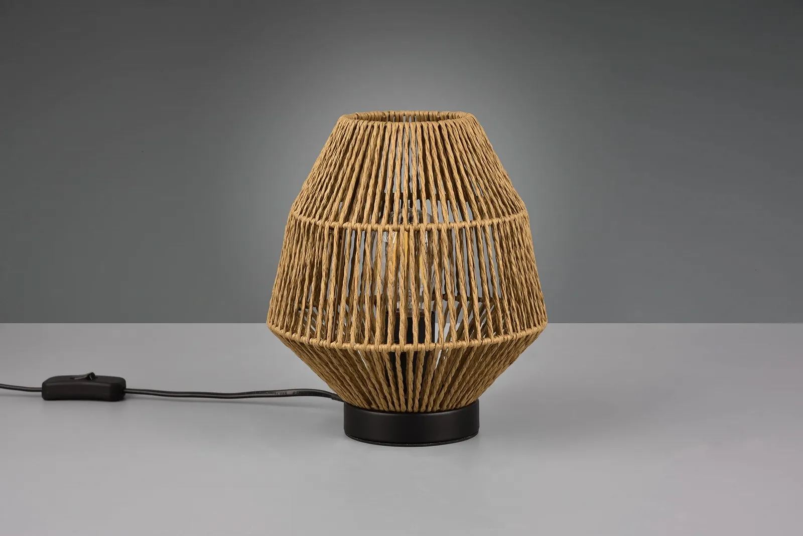 Настільна лампа Reality Leuchten Miki R51101026 Метал Матовий чорний Паперовий абажур Коричневий 1x E27, фото №3