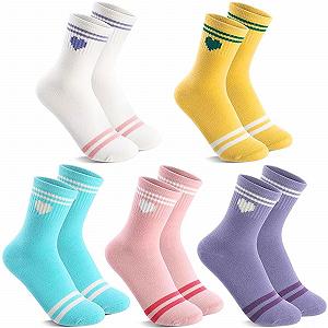 Теннисные носки с сердечками Дышащие 5 пар 36-42 Фиолетовый, Белый - Фото 1