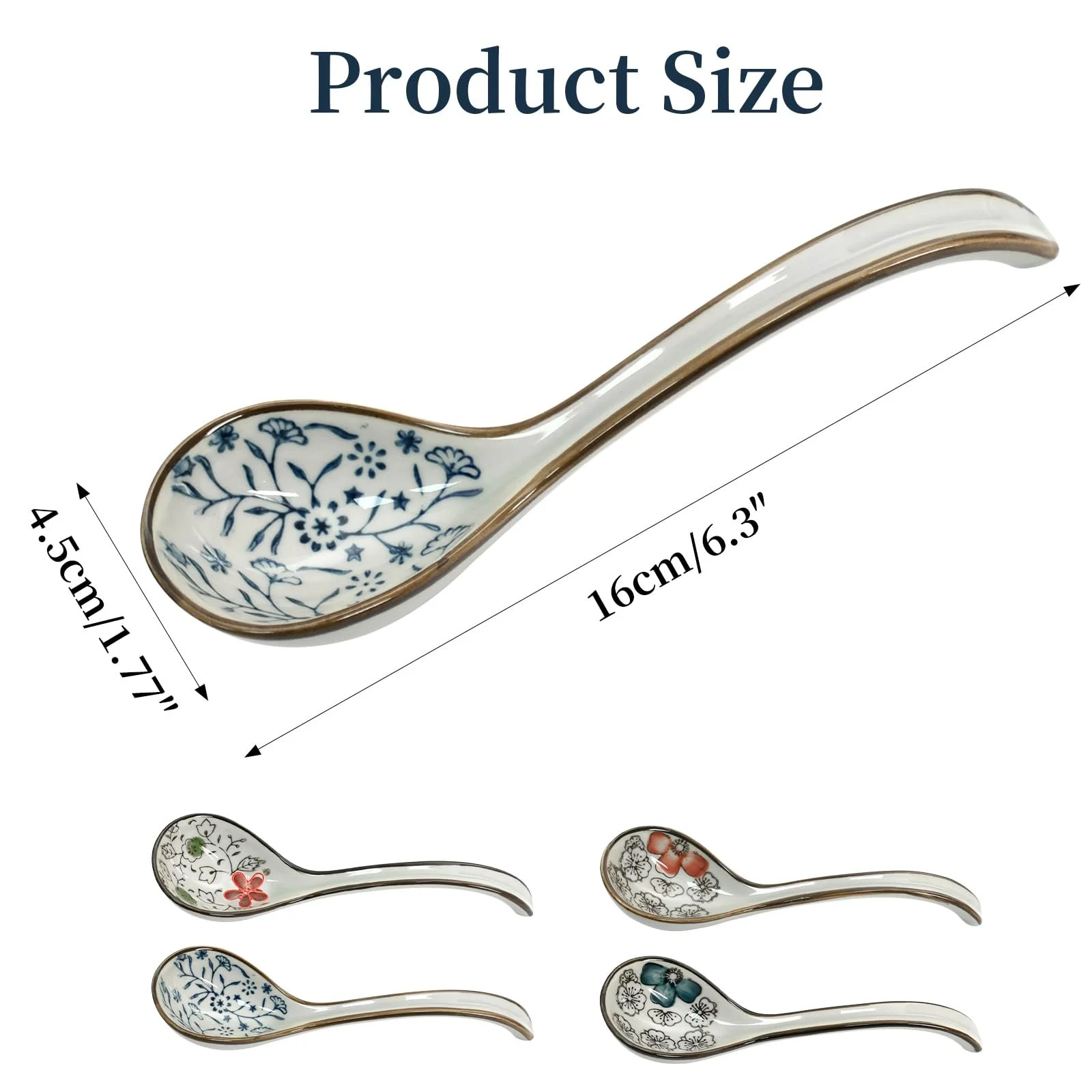 Набір з 4 азіатських супових ложок з гачками, фото №2