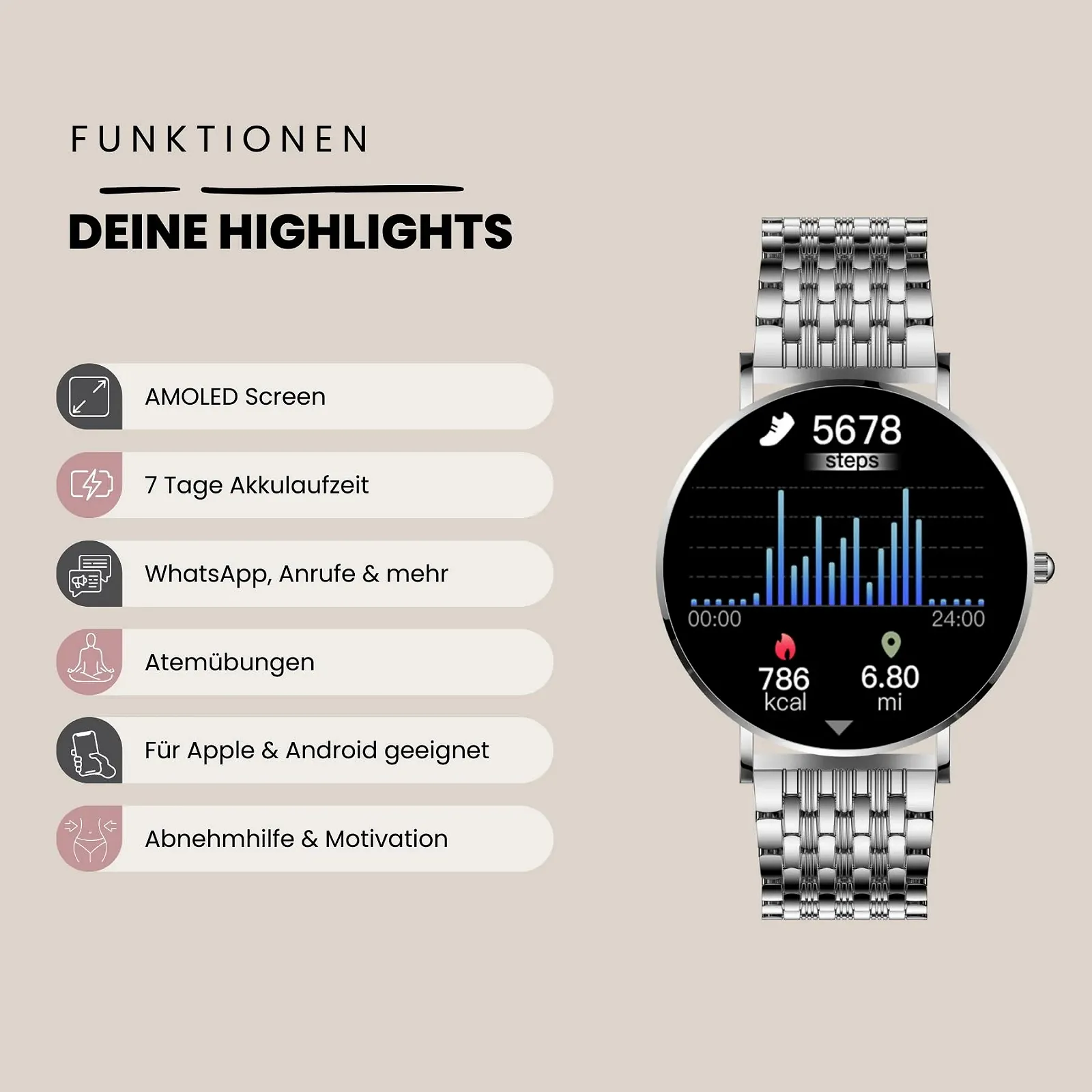 Смарт-годинник XCOAST SIONA 2 Сріблястий, фото №5