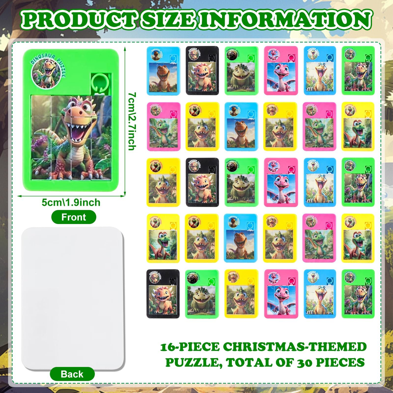 Набор пазлов-пятнашек Динозавры 16 шт. 5 x 7 см, фото №2