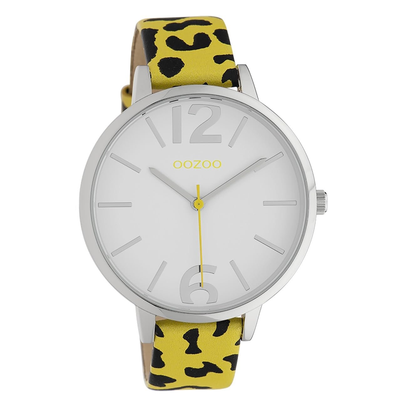 Жіночий годинник Oozoo C10208 Леопардовий вигляд Шкіряний ремінець Animal Print Colours of Africa 43 мм Біле золото, сріблястий / білий, Ремінець, фото №1