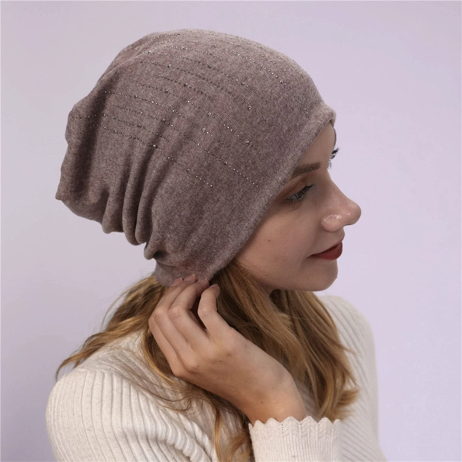 В'язана Подвійна Шапка Вільна, Легка, Хіп-Хоп, М'яка Бавовняна, фото №3 В'язана Подвійна Шапка Вільна, Легка, Хіп-Хоп, М'яка Бавовняна, фото №3