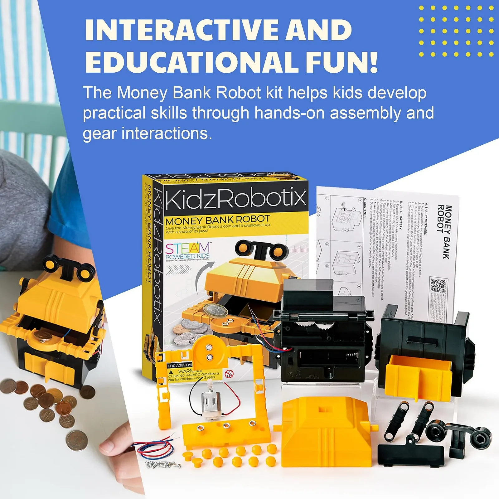 Скарбничка 4M Kids Robotix 403422 робот механічна, фото №6