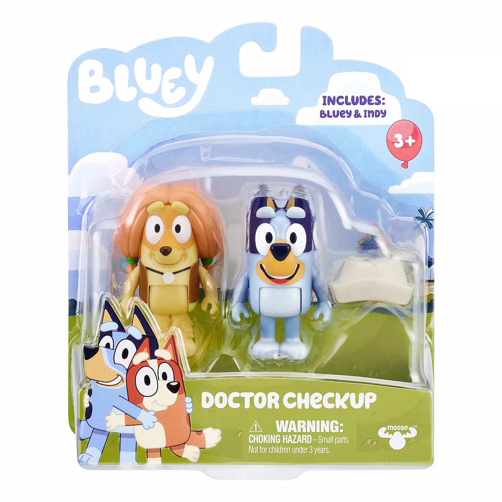 Набір фігурок Лікарі Bluey та Indy 2 Шарнірні фігурки 6,35 см. У наборі шапка медсестри. Колекційна іграшка, фото №9