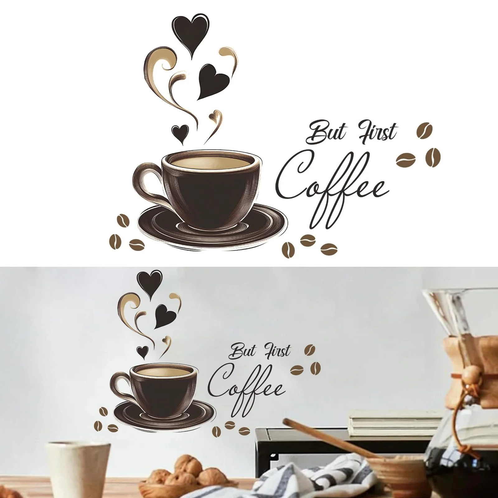Наклейка на стену Кофе чашка для кухни кофейни офиса гостиной, фото №5