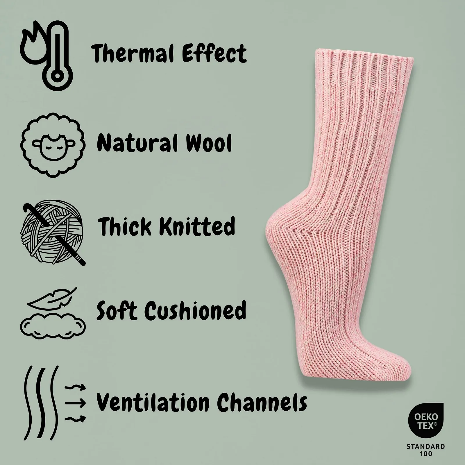 Женские Шерстяные Носки 3 шт Термоноски Теплые Зимние Носки Мягкие Удобные Шерстяные Смесовые Толстые Зимние Носки для Ботинок Набор для Походов, фото №7