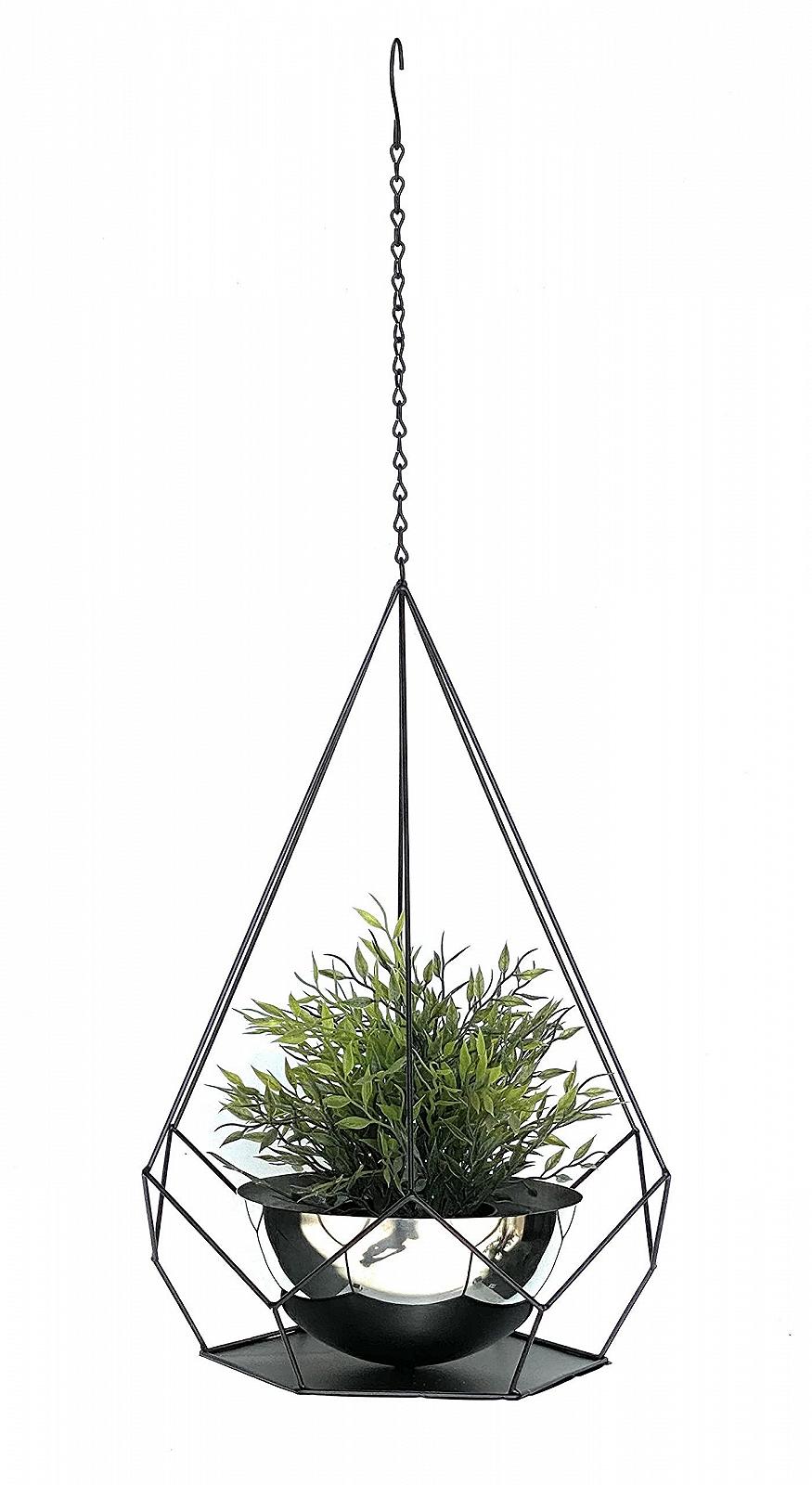 Підвісний кошик DanDiBo 96095 L металевий настінний з горщиком 76 см Чорний/Сріблястий, фото №3 Підвісний кошик DanDiBo 96095 L металевий настінний з горщиком 76 см Чорний/Сріблястий, фото №3