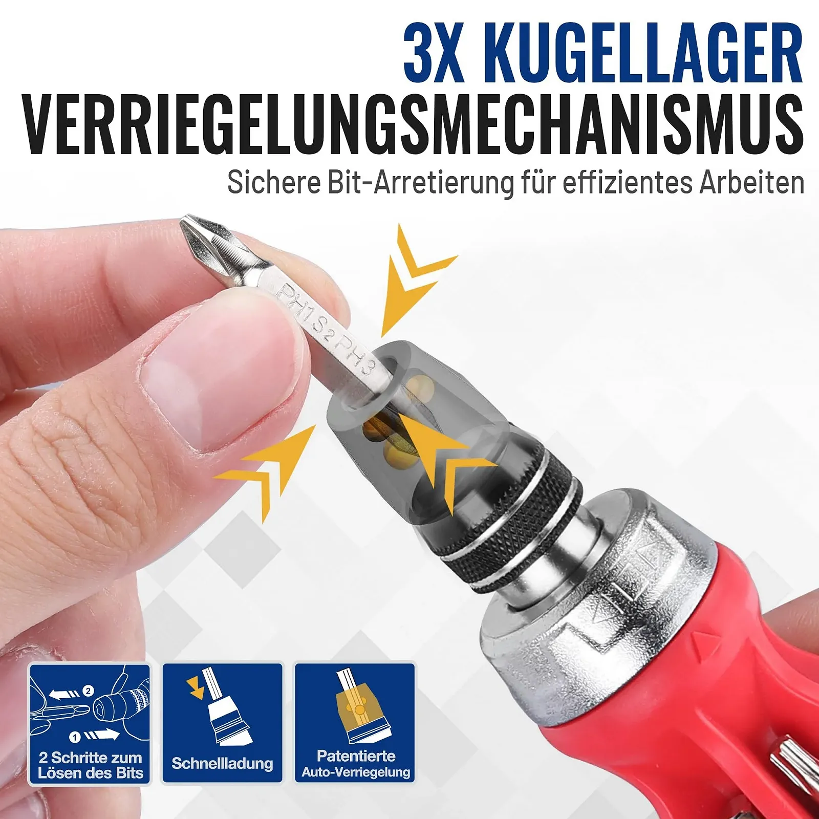 Міні-викрутка реверсивна WORKPRO 12-в-1 магнітна зі сталлю S2, фото №5