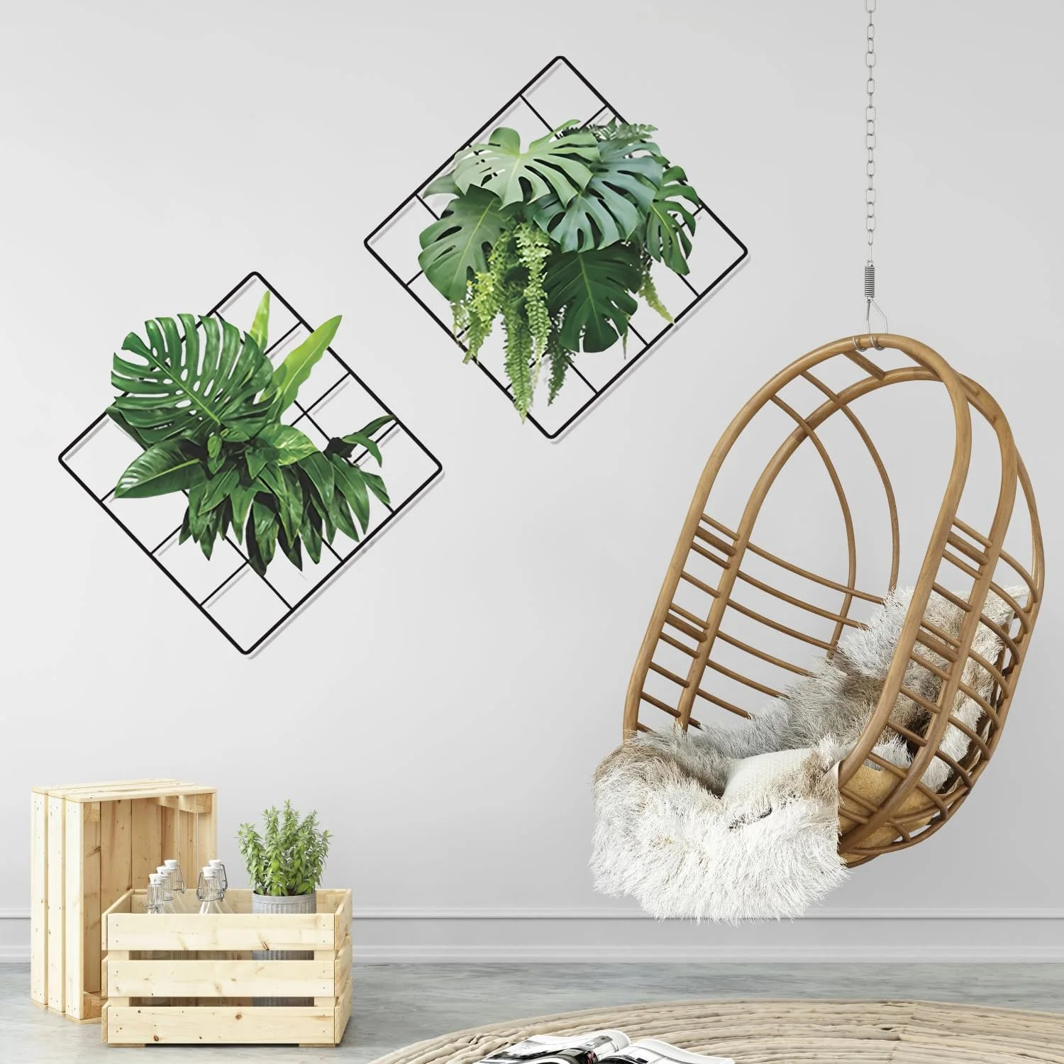 Наклейка на стіну Plants Green 3D PVC Набір 6 шт., фото №5