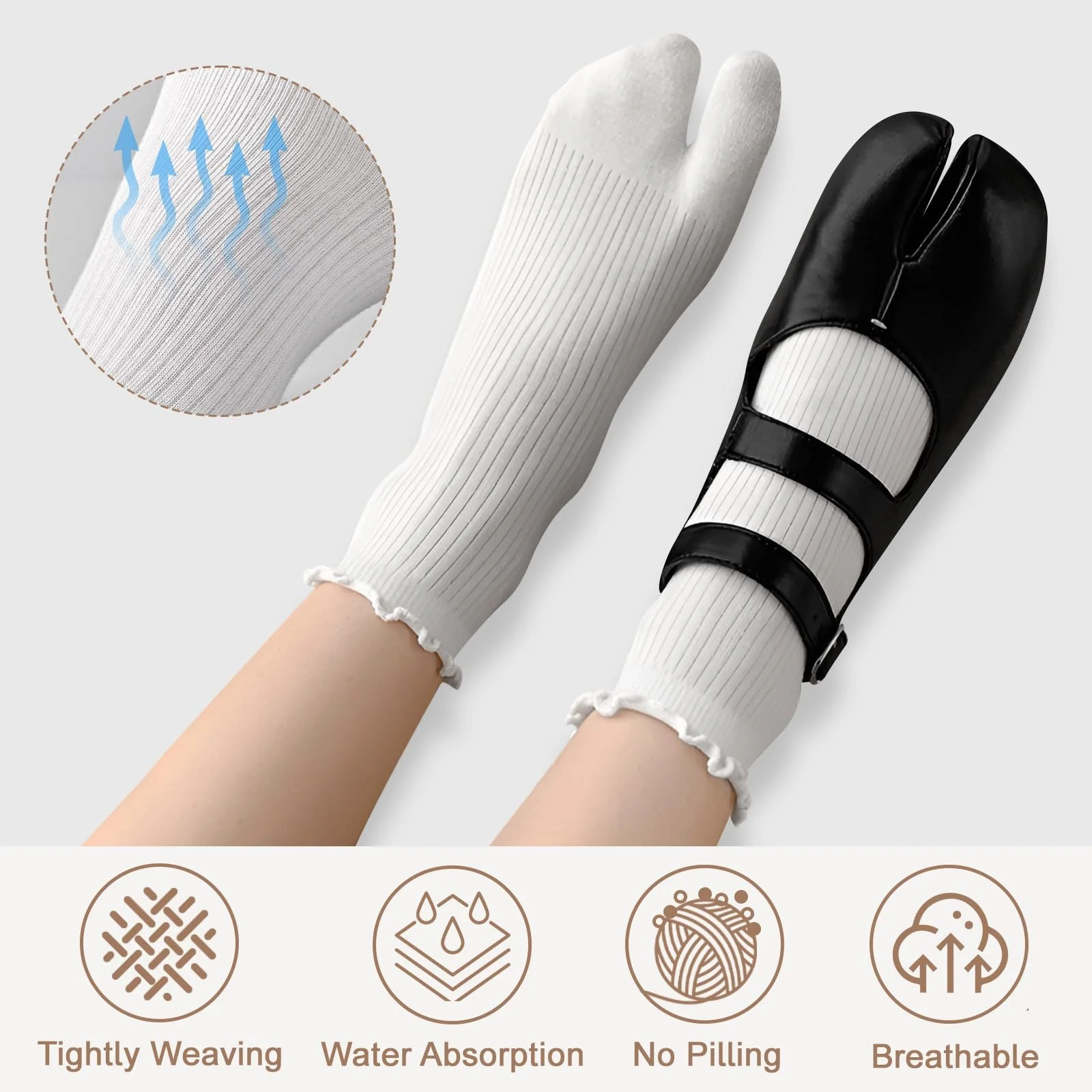 Шкарпетки Tabi Жіночі для в'єтнамок 4 пари, фото №5 Шкарпетки Tabi Жіночі для в'єтнамок 4 пари, фото №5